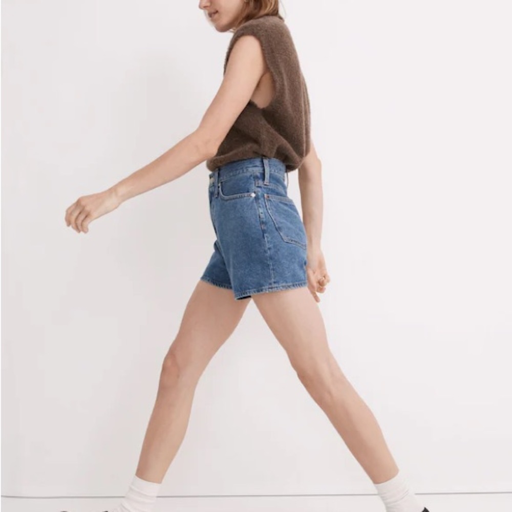 Madewell Perfect Mom Jean Shorts Streamside Wash Blue - Picture 8 of 8